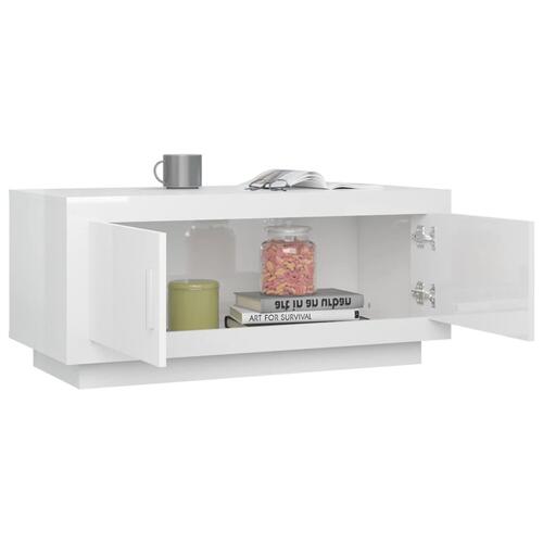 Sofabord 102x50x45 cm konstrueret træ hvid højglans