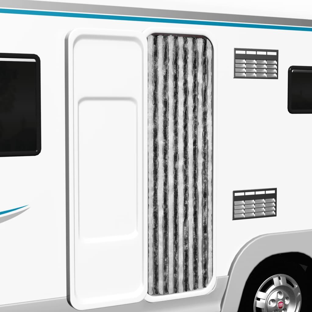 Insektgardin grå og hvid 56 x 185 cm chenille billede