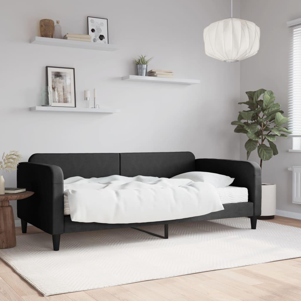 Daybed med madras 100x200 cm stof sort billede