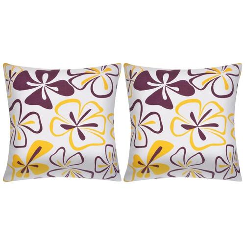 Pyntepuder 2 stk. kanvas blomsterprint 45 x 45 cm