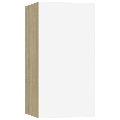 Tv-skabe 7 dele 30,5x30x60 cm konstrueret træ hvid og sonoma-eg