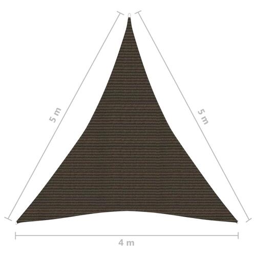 Solsejl 4x5x5 m 160 g/m² HDPE brun