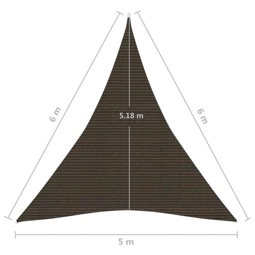 Solsejl 160 g/m² 5x6x6 m HDPE brun