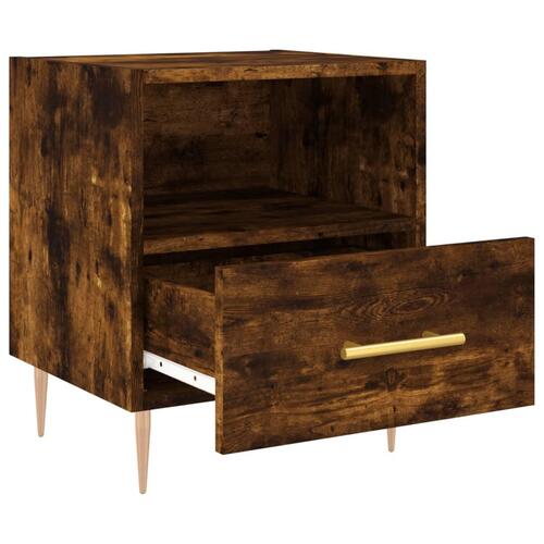 Sengeborde 2 stk. 40x35x47,5 cm konstrueret træ røget egetræ
