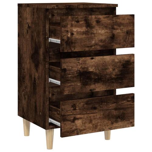Sengeborde 2 stk. med massive træben 40x35x69 cm røget egetræ