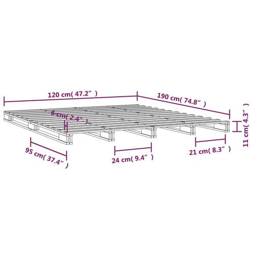 Palleseng 120x190 cm Small Double massivt fyrretræ hvid