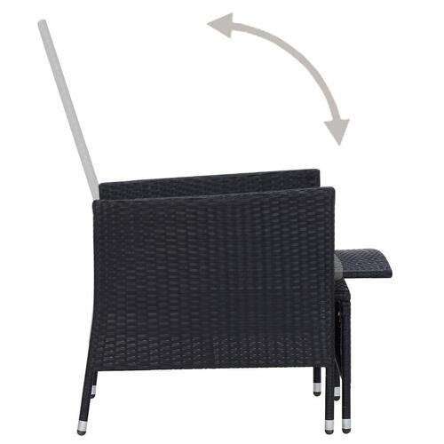 Loungesæt til haven 2 dele med hynder polyrattan sort