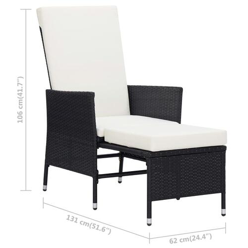 Loungesæt til haven 2 dele med hynder polyrattan sort