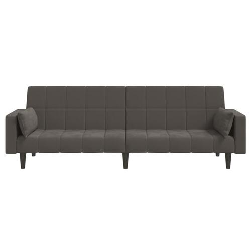 2-personers sovesofa med 2 puder fløjl mørkegrå