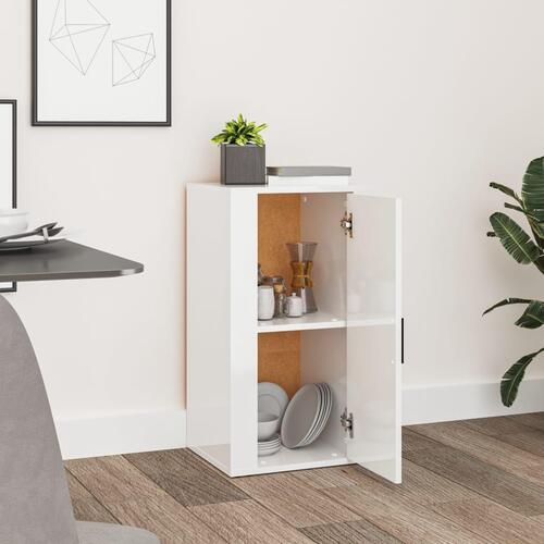 Skænk 40x33x70 cm konstrueret træ hvid højglans