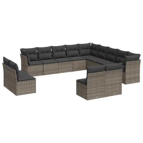 Sofasæt til haven 13 dele med hynder polyrattan grå