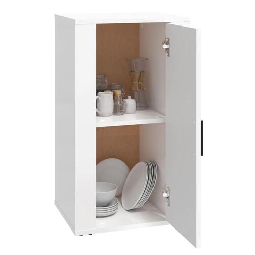 Skænk 40x33x70 cm konstrueret træ hvid højglans