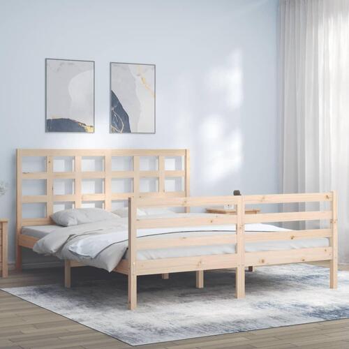 Sengeramme med sengegavl 160x200 cm massivt træ