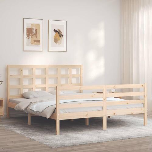 Sengeramme med sengegavl 160x200 cm massivt træ