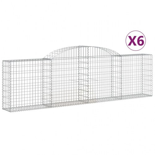 Buede gabionkurve - 6 stk. 300×30×80/100 cm i galvaniseret jern
