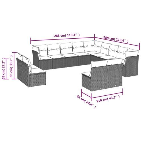 Sofasæt til haven 13 dele med hynder polyrattan grå