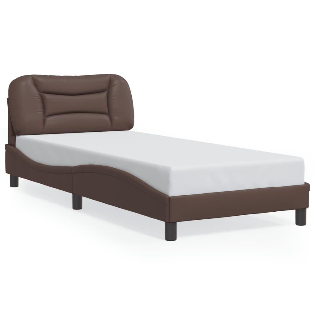 Sengeramme med LED-lys 80x200 cm kunstlæder brun