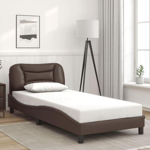 Sengeramme med LED-lys 80x200 cm kunstlæder brun