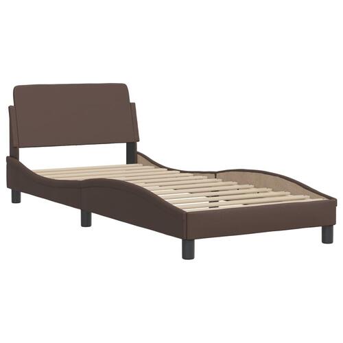 Sengeramme med LED-lys 80x200 cm kunstlæder brun