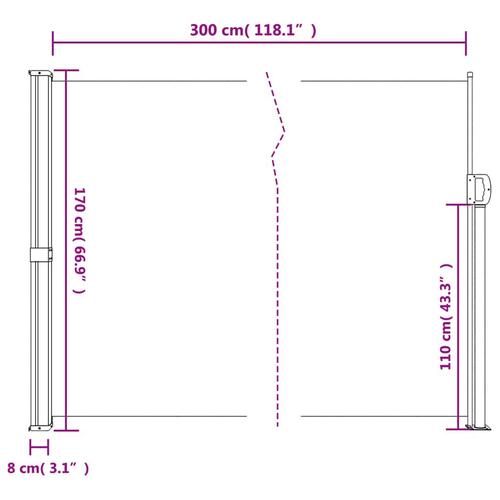 Sammenrullelig sidemarkise 170x300 cm beige