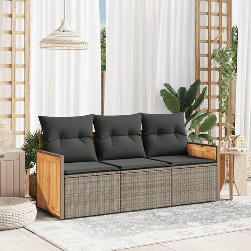 Havesofasæt 3 dele med hynder polyrattan grå