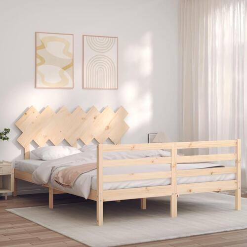 Sengeramme med sengegavl 140x200 cm massivt træ hvid