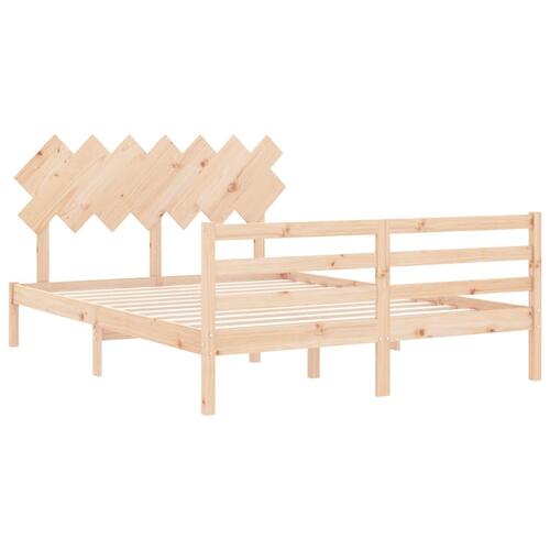Sengeramme med sengegavl 140x200 cm massivt træ hvid