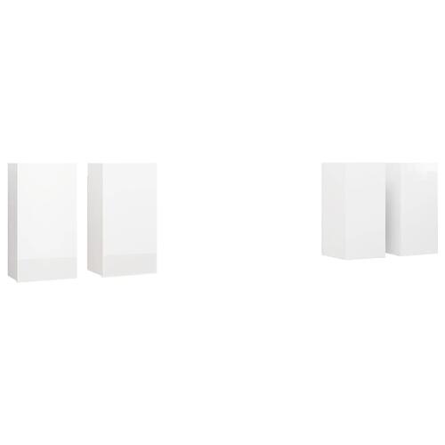 Tv-skabssæt 4 stk. 30,5x30x60 cm konstrueret træ hvid højglans