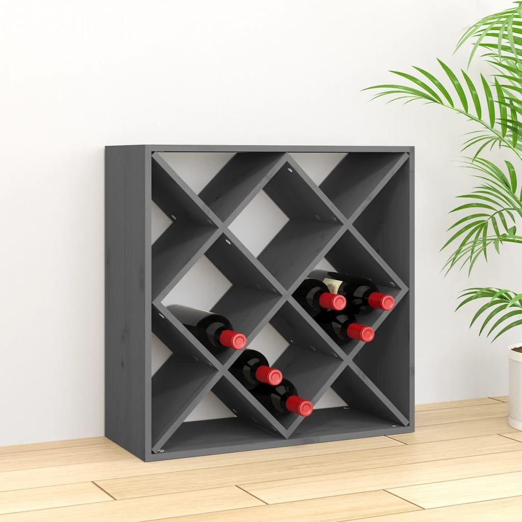 Vinreol 62x25x62 cm massivt fyrretræ grå