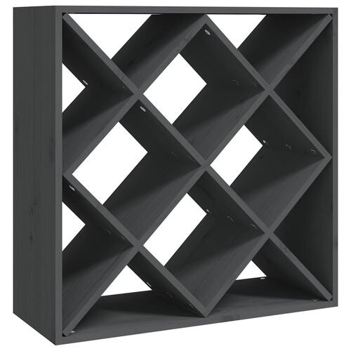 Vinreol 62x25x62 cm massivt fyrretræ grå