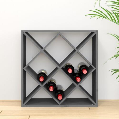 Vinreol 62x25x62 cm massivt fyrretræ grå