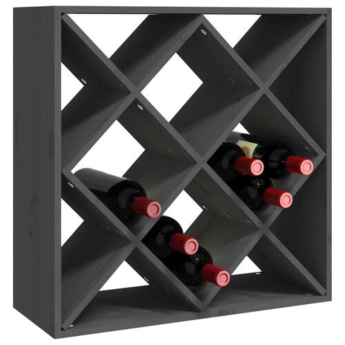 Vinreol 62x25x62 cm massivt fyrretræ grå