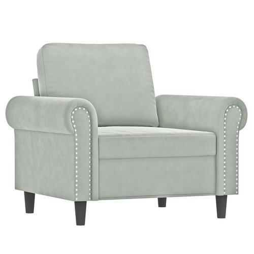 Sofastol med fodskammel 60 cm velour lysegrå
