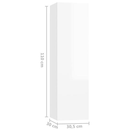 Tv-skabe 4 stk. 30,5x30x110 cm spånplade hvid højglans
