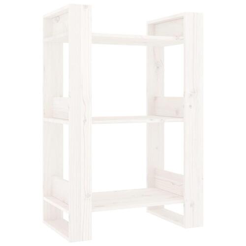 Bogreol/rumdeler 60x35x91 cm massivt fyrretræ hvid