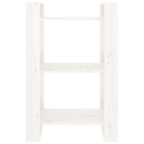 Bogreol/rumdeler 60x35x91 cm massivt fyrretræ hvid