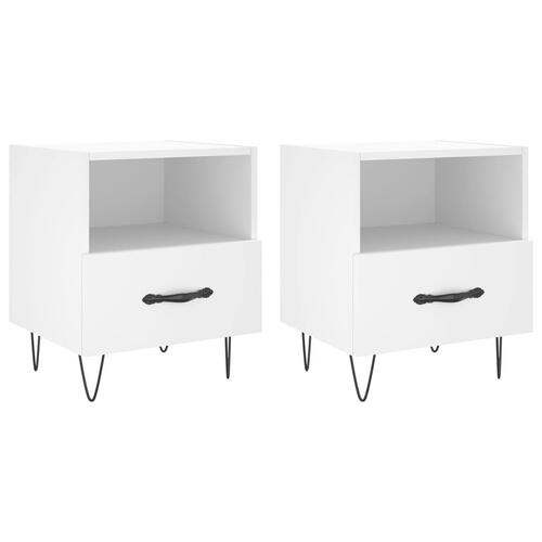 Sengeborde 2 stk. 40x35x47,5 cm konstrueret træ hvid