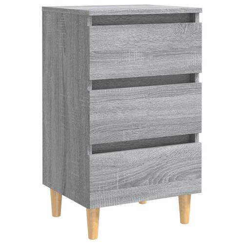 Sengeborde 2 stk. med massive træben 40x35x69 cm grå sonoma-eg