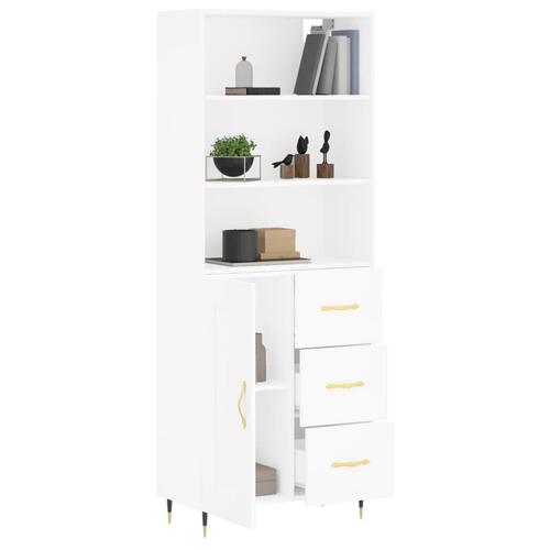 Højskab 69,5x34x180 cm konstrueret træ hvid