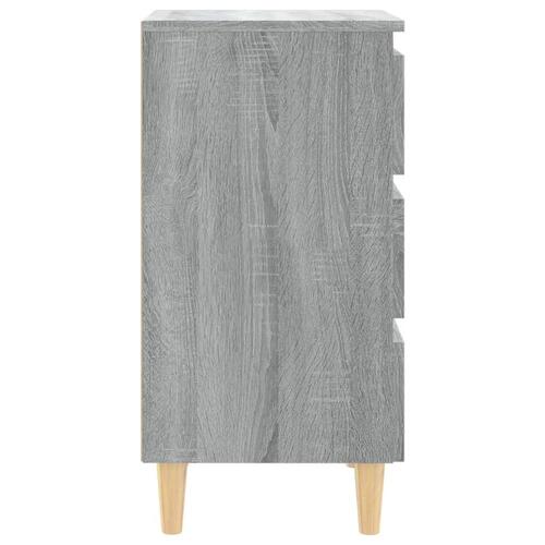Sengeborde 2 stk. med massive træben 40x35x69 cm grå sonoma-eg
