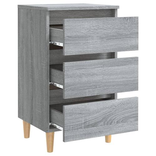 Sengeborde 2 stk. med massive træben 40x35x69 cm grå sonoma-eg