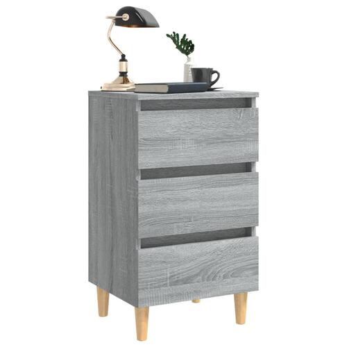 Sengeborde 2 stk. med massive træben 40x35x69 cm grå sonoma-eg