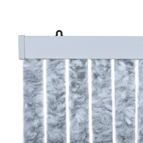 Insektgardin 90 × 220 cm - hvid/grå chenille