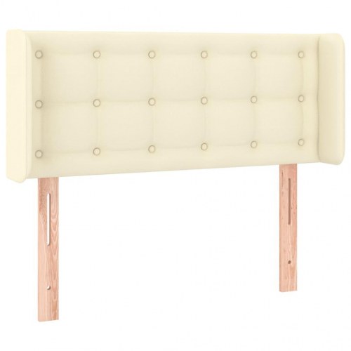 Sengegavl med kanter 83×16×78/88 cm i kunstlæder - creme