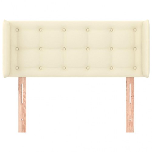 Sengegavl med kanter 83×16×78/88 cm i kunstlæder - creme
