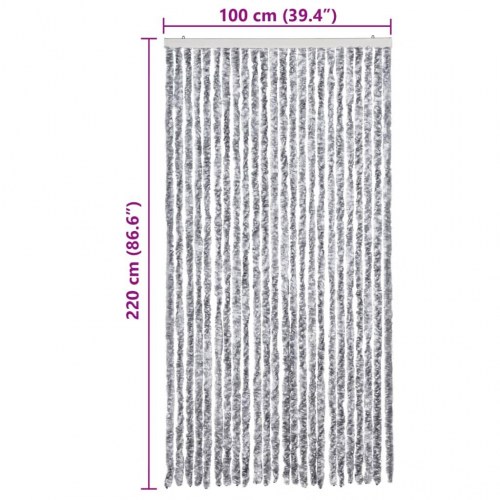 Insektgardin 100 × 220 cm - hvid/grå chenille