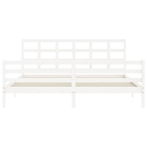 Sengeramme med sengegavl 200x200 cm massivt træ hvid