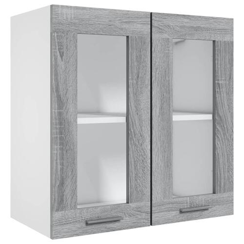 Væghængt glasskab 60x31x60 cm konstrueret træ grå sonoma-eg
