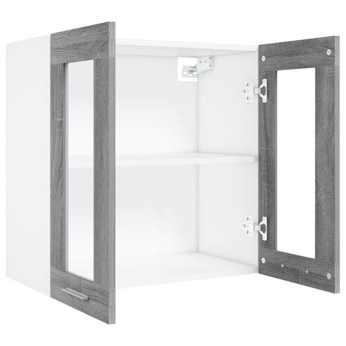 Væghængt glasskab 60x31x60 cm konstrueret træ grå sonoma-eg