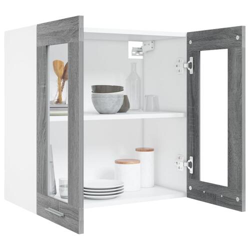 Væghængt glasskab 60x31x60 cm konstrueret træ grå sonoma-eg
